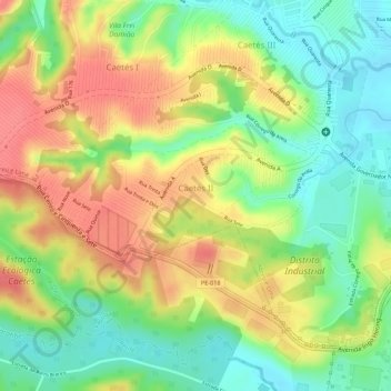 Caets II topographic map, elevation, terrain