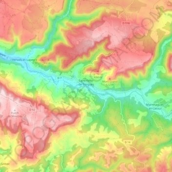 Saint-Félix-de-Sorgues topographic map, elevation, terrain