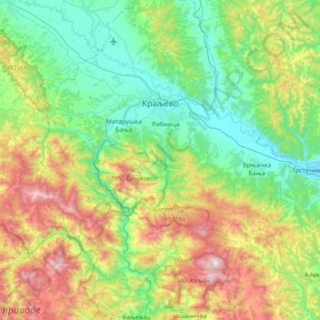 Kraljevo City topographic map, elevation, terrain