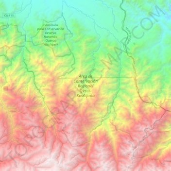 Área de Conservación Regional Q’eros-Kosñipata topographic map, elevation, terrain