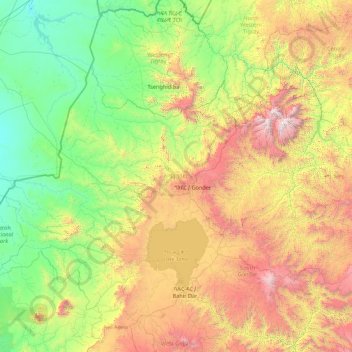 Nord Gondar topographic map, elevation, terrain