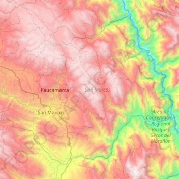 Province of San Marcos topographic map, elevation, terrain