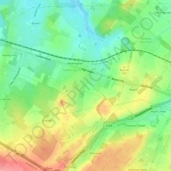 Newington topographic map, elevation, terrain