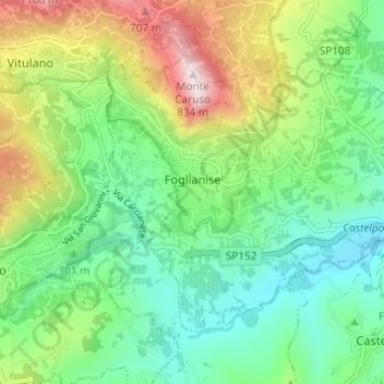 Foglianise topographic map, elevation, terrain