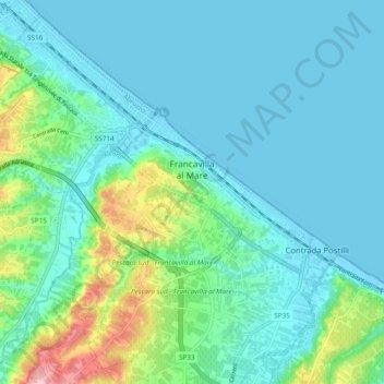 Francavilla al Mare topographic map, elevation, terrain