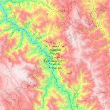Regional Conservation Area of Seasonally Dry Tropical Forests of the Marañón topographic map, elevation, terrain