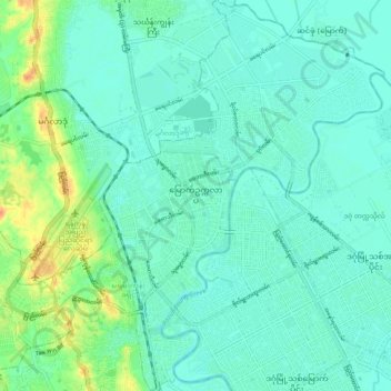 North Okkalapa topographic map, elevation, terrain