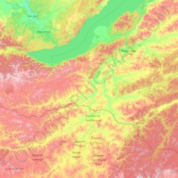 Selenge River topographic map, elevation, terrain