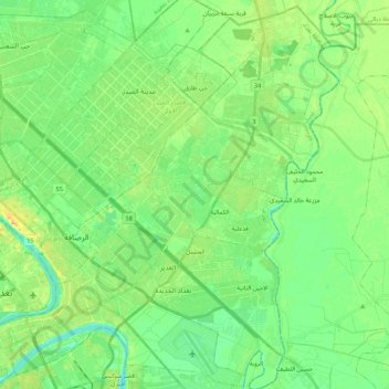 Sadr City topographic map, elevation, terrain