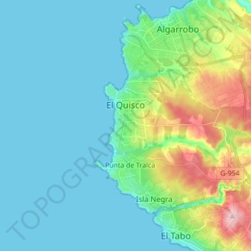 El Quisco topographic map, elevation, terrain
