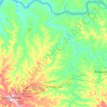 Santa Mariana topographic map, elevation, terrain