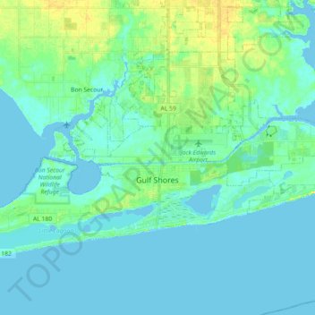 Gulf Shores topographic map, elevation, terrain