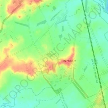 Mentmore topographic map, elevation, terrain