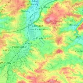 Bergland topographic map, elevation, terrain