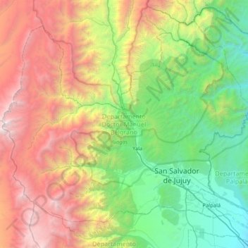 Departamento Doctor Manuel Belgrano topographic map, elevation, terrain