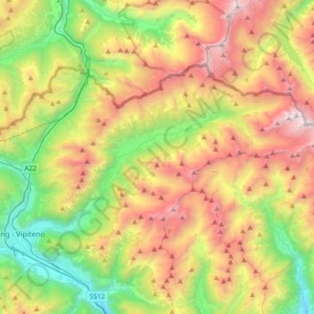Pfitsch - Val di Vizze topographic map, elevation, terrain