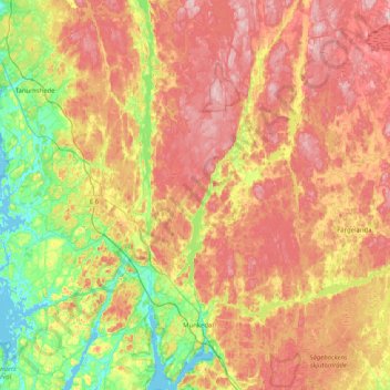 Munkedals kommun topographic map, elevation, terrain