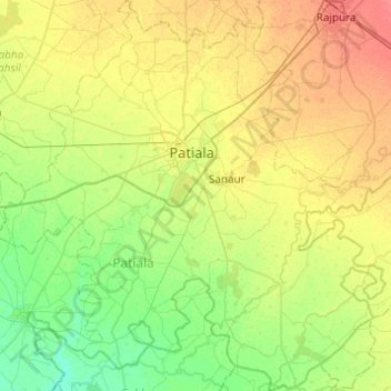 Patiala Tahsil topographic map, elevation, terrain