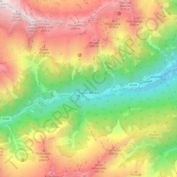 Ceppo Morelli topographic map, elevation, terrain
