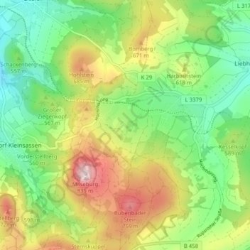 Liebhards topographic map, elevation, terrain