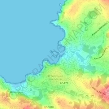 Illa do Castelo topographic map, elevation, terrain