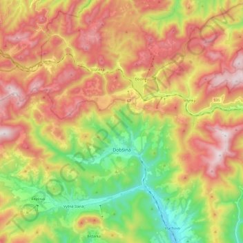 Dobšiná topographic map, elevation, terrain