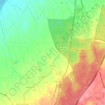 Moita topographic map, elevation, terrain