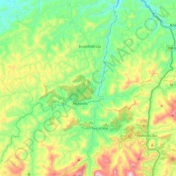 Inconfidência topographic map, elevation, terrain