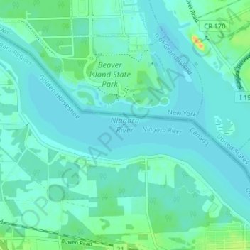 Niagara River topographic map, elevation, terrain