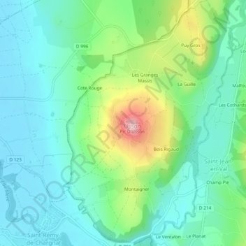 Usson topographic map, elevation, terrain