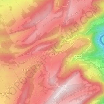 Fessevillers topographic map, elevation, terrain