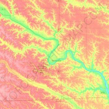 Van Buren County topographic map, elevation, terrain