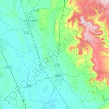 Cod Beck topographic map, elevation, terrain