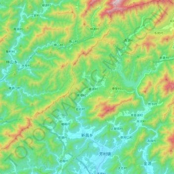 新昌乡 topographic map, elevation, terrain