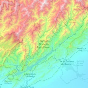Parque Nacional Tapo-Caparo topographic map, elevation, terrain