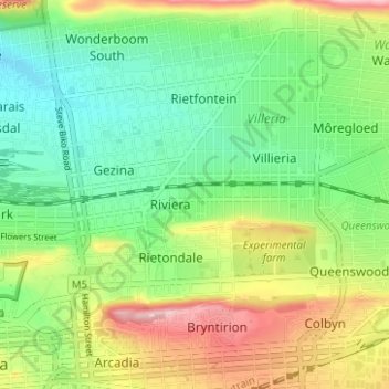 Tshwane Ward 53 topographic map, elevation, terrain
