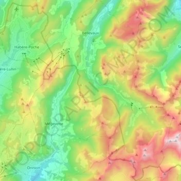Bellevaux topographic map, elevation, terrain