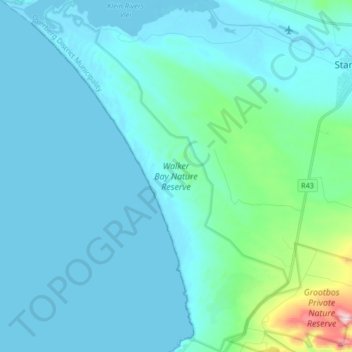 Walker Bay Nature Reserve topographic map, elevation, terrain