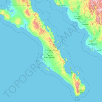 Süd-Niederkalifornien topographic map, elevation, terrain