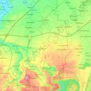 Lützen topographic map, elevation, terrain