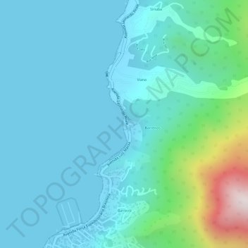 Praia do Viana topographic map, elevation, terrain
