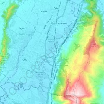 Chía topographic map, elevation, terrain