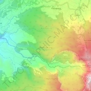 Bonto Lerung topographic map, elevation, terrain