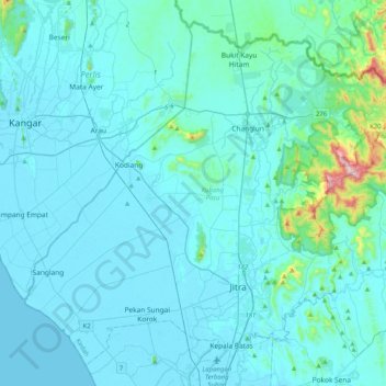 Kubang Pasu topographic map, elevation, terrain