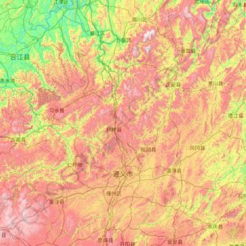 Zunyi topographic map, elevation, terrain