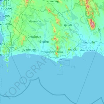 Rayong Province topographic map, elevation, terrain