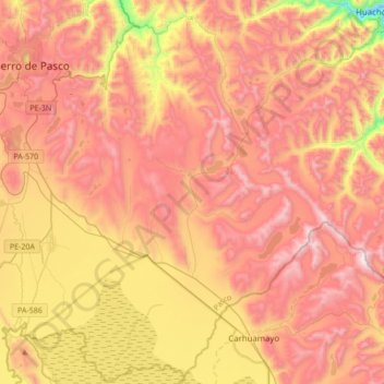 Ninacaca topographic map, elevation, terrain