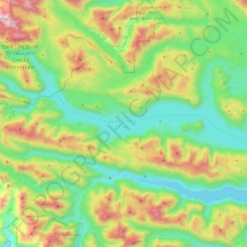 Great Central Lake topographic map, elevation, terrain