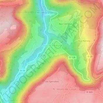 Laval-le-Prieuré topographic map, elevation, terrain