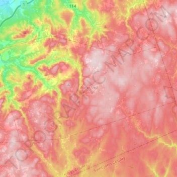 Waterford Parish topographic map, elevation, terrain